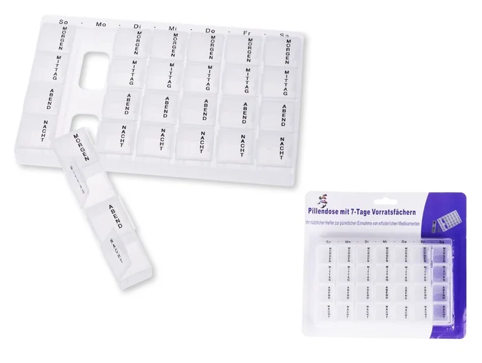 Pillen Box, 7 Tage, 4 Tageszeiten (transparent)