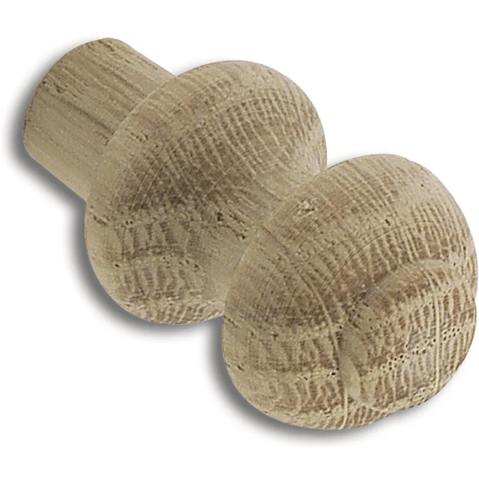 Polsterknopf ø 18 mm, Tiefe 25 mm, Zapfen ø 10 mm, Zapfenlänge 9 mm, Eiche roh