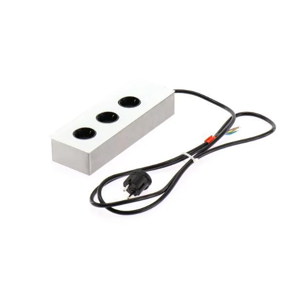 Power Turm G Edelstahl/Glas weiß, 3x Schukosteckdose, 2 x USB-Ladebuchse