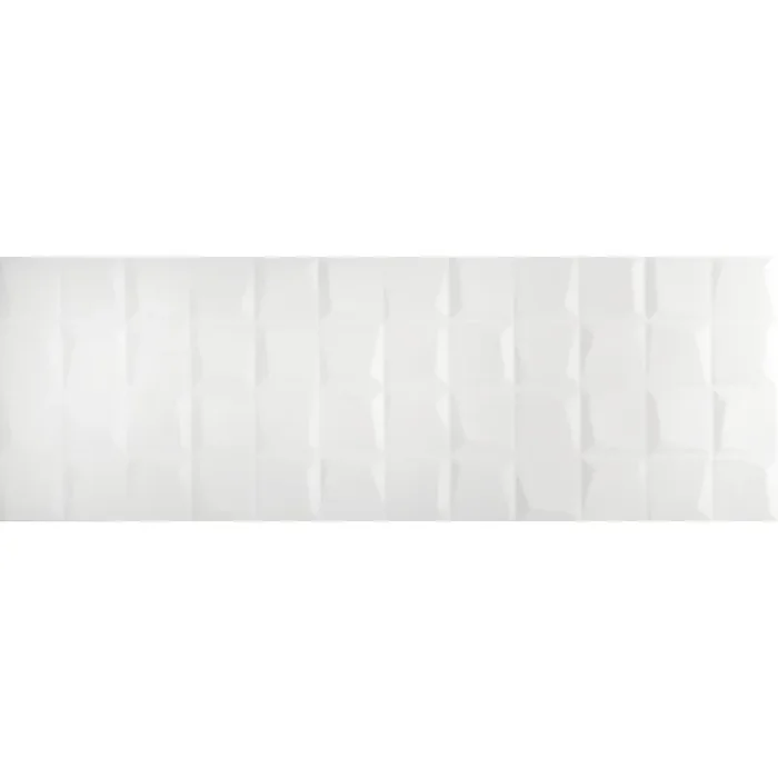 Quadra Weiß 3D Wandfliese glasiert, glänzend rektifiziert 30x90x1