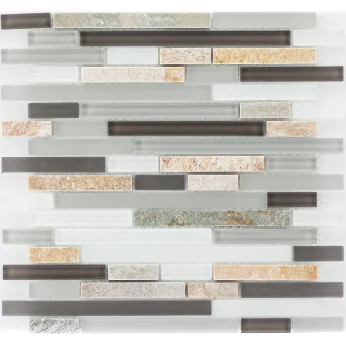 Quarzit Beige Color Glasmix Braun Grau Weiß Brick Mosaik – – 30×30