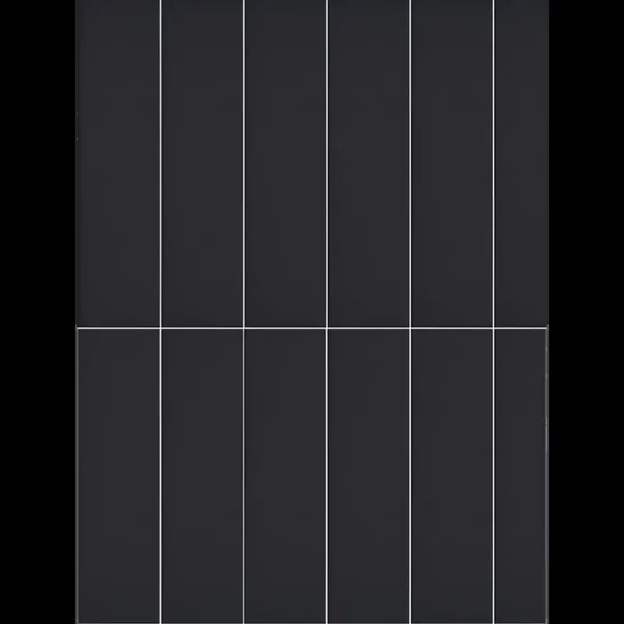 Rechteckige Listel Fliese im Retro Stil Joint 7 x 28 cm Matt Black