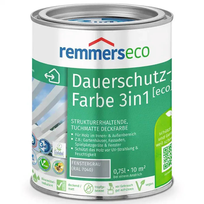 Remmers Dauerschutz-Farbe 3in1 eco Fenstergrau RAL 7040 0,75l