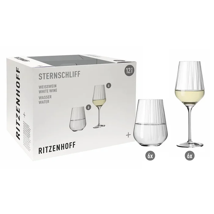 Ritzenhoff Weißwein-Wasserglas 12er Set Sternschliff