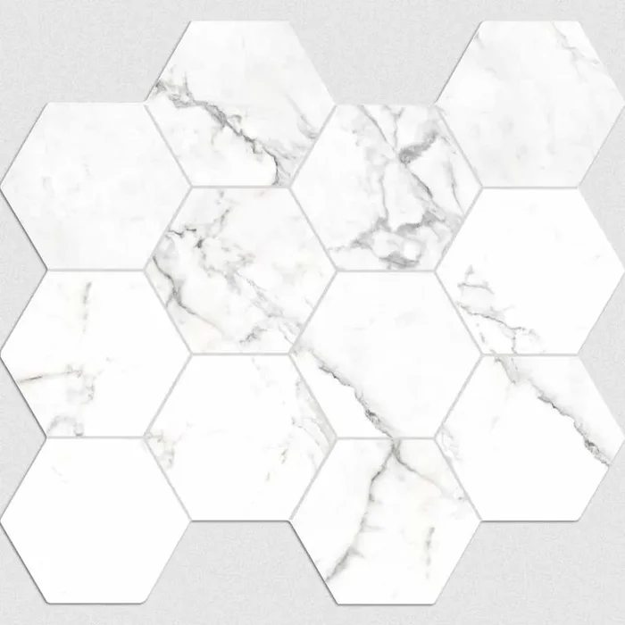 Rondine Canova Statuario Mosaico Esagona Matt Mosaikfliese 35×30,3 R9 Art.-Nr. J88574