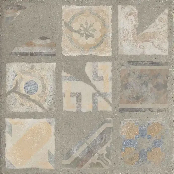 Rondine Loft Grey Dec Pompei Ret Matt Dekorfliese 100×100 R10 Art.-Nr. J89315