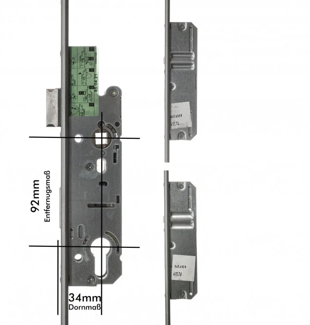 SCHÜCO Mehrfachverriegelung 241771 92 mm Entfernung, 34 mm Dorn, U-Stulp