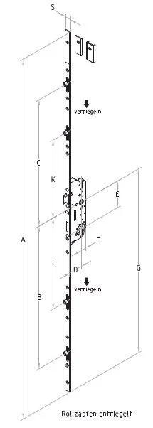 Schüring Mehrfachverriegelung RV 150 PSL 2042113, 92 mm Entfernung, 35 mm Dorn