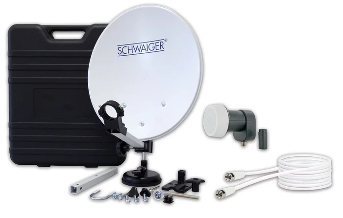 SCHWAIGER Camping SAT Set (35 cm / 1 TN), 10 m, Weiß