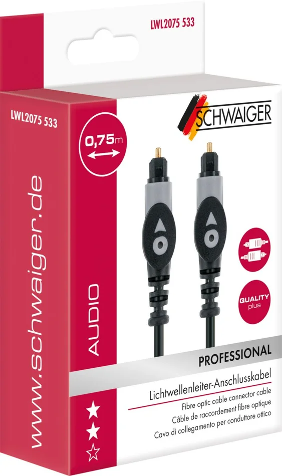 SCHWAIGER Lichtwellenleiter Anschlusskabel, 0,75 m, Schwarz