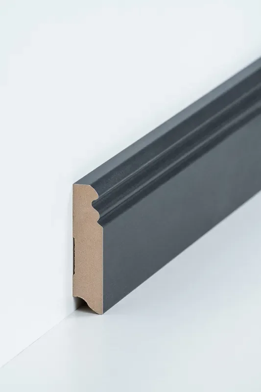 Sockelleiste Oberkante profiliert 19 x 80 mm Stahl dunkel