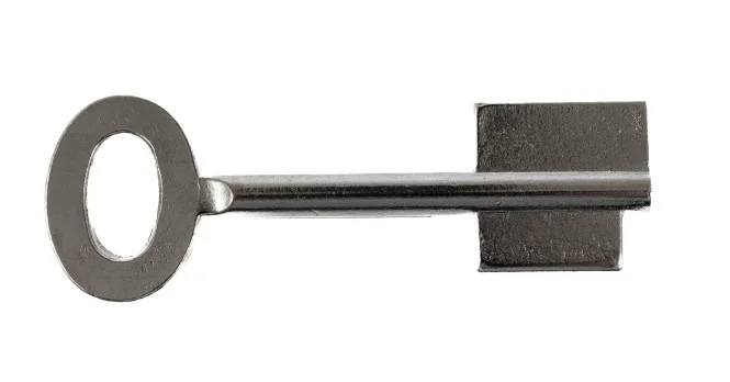 Stahl Doppelbartschlüsselrohling Halm 5 mm, mit Bohrung 3,8 mm, vernickelt