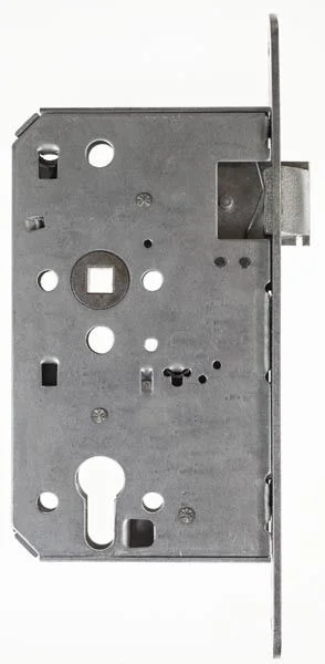 Stahltür Einsteckschloss PZW, DIN rechts mit Fallenfeststellung, 65 mm Dorn,