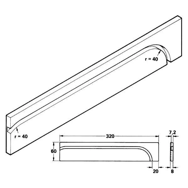 Standard Umlenkbogen zum Anschrauben, Kunststoffgleitprofil transparent