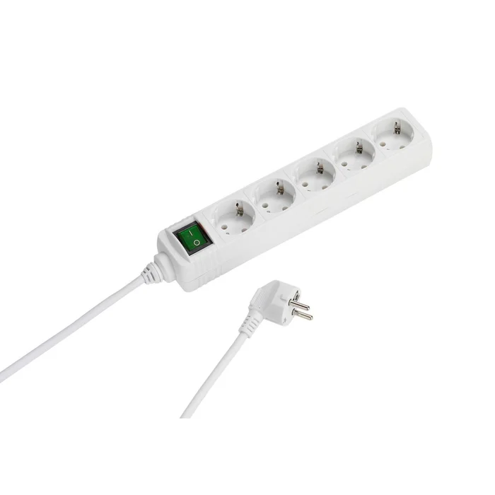 Steckdosenleiste 5-fach mit Schalter Stecker Mehrfachsteckdose Weiß 1,4m Stecker
