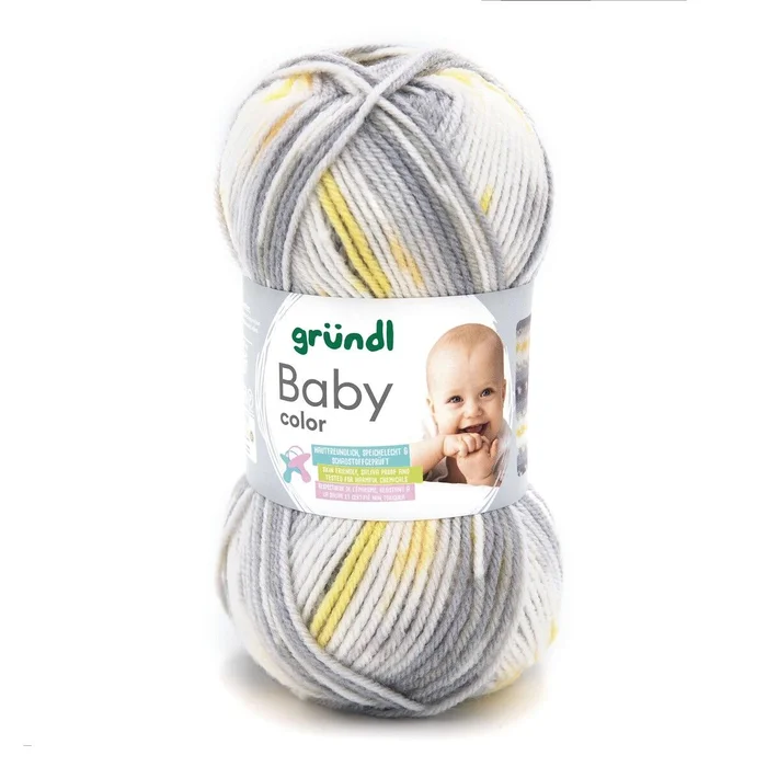 Strickwolle Baby color (mausgrau-stein-hellgelb-weiß)