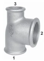 T-Stück reduziert Nr. 130, IG 1″ x 1/2″ x 3/4″, verzinkt