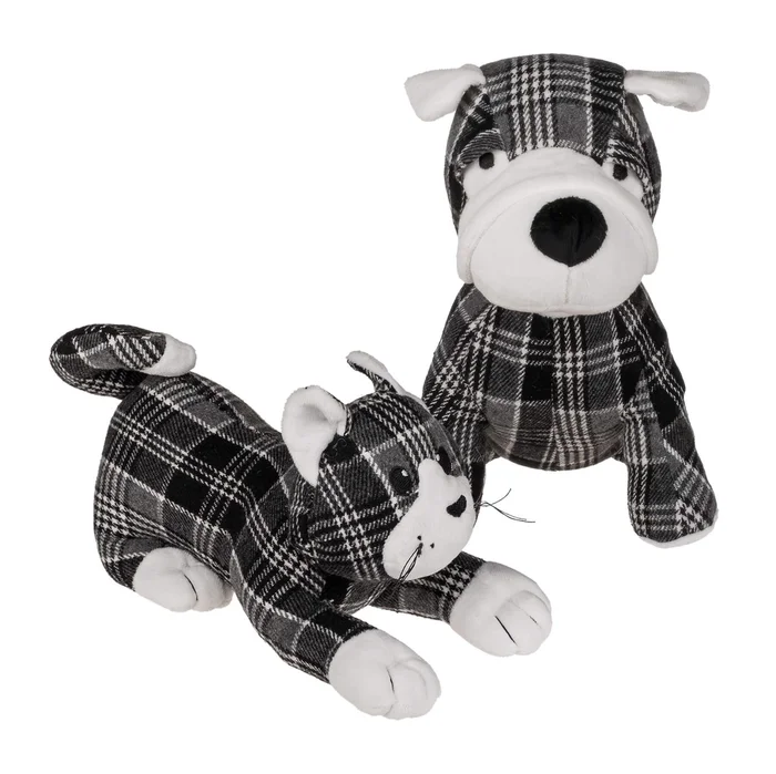 Türstopper Set Hund und Katze Türhalter Türpuffer grau