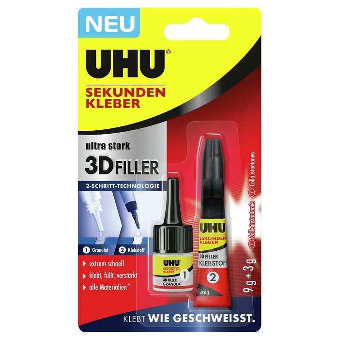 UHU Sekundenkleber 3D Filler 3 g + 9 g