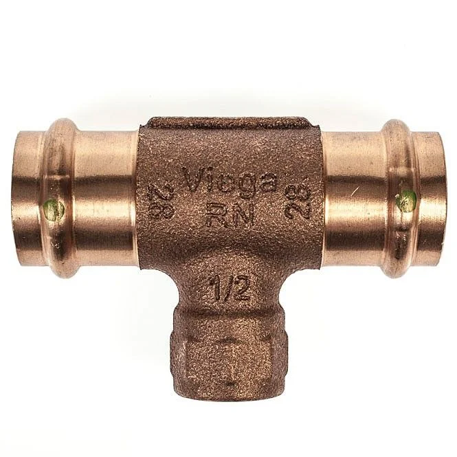 VIEGA Sanpress T-Stück 119768 28×1/2″x28 mm, Pressanschluss, Rotguss