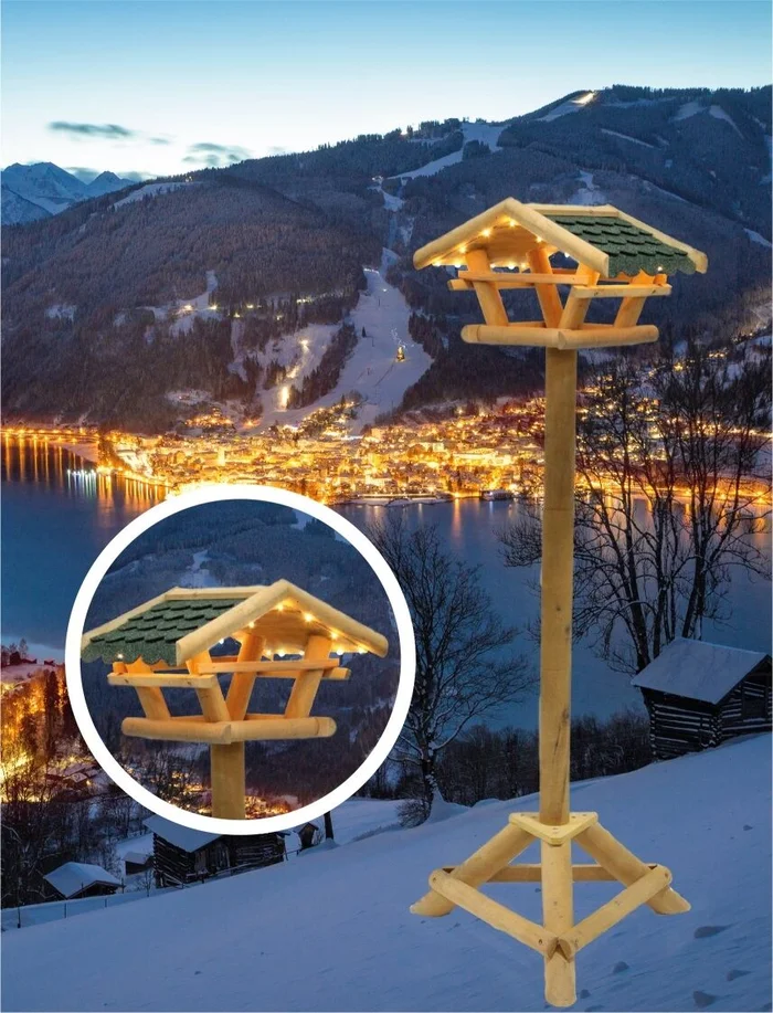 Vogelfutterhaus Tirol mit LED Beleuchtung