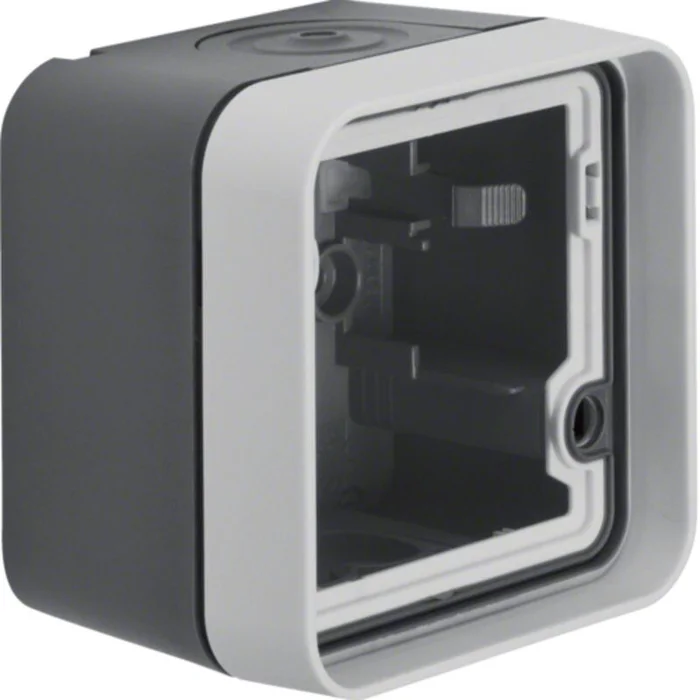 W.1 Ap-Gehäuse 1fach mit Rahmen grau/lichtgrau matt