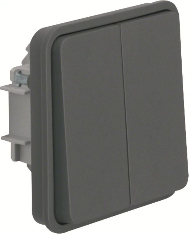 W.1 Doppelwechselschalter-Einsatz mit Wippe 2fach Ap/Up, grau matt