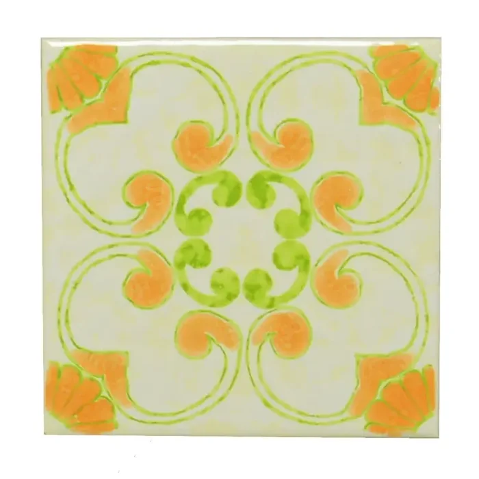 Wandfliese Dekor Agrob Buchtal E2897 Schwarzwald orange grün 15×15 cm I.Sorte