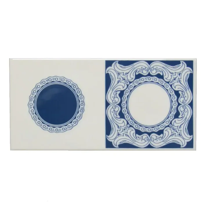 Wandfliese Dekor Cerim E2888 weiß blau 10×20 cm I.Sorte
