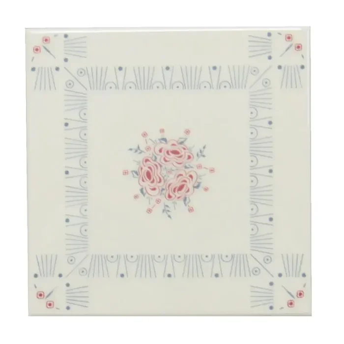 Wandfliese Dekor Cerim E2892 weiß grau rot 15×15 cm I.Sorte