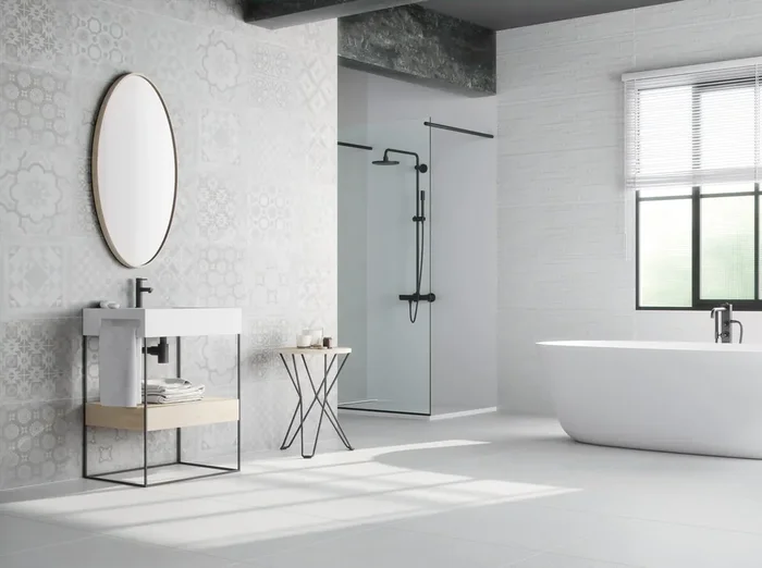 Wandfliese Pasadena Dekor Weiß 40x120cm Rektifiziert