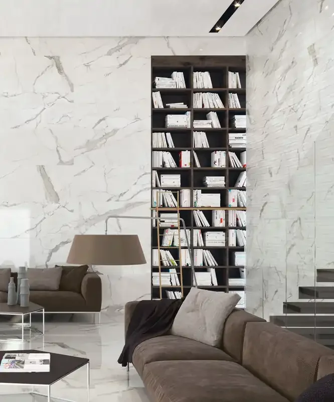 Wandfliese State Dekor Weiß Glänzend 30x90cm Rektifiziert