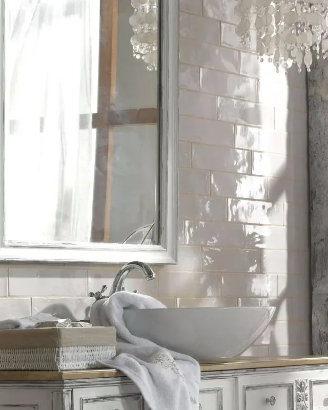 Wandfliese Vintage White glänzend 7,5×30 cm New