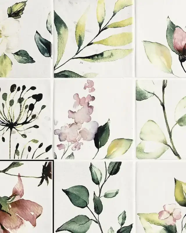 Wandfliesen Blumen Motiv Bad Küchenfliesen Prado Ice White Mix 12,4X12,4