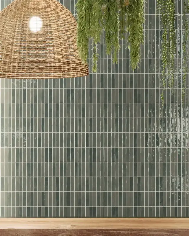 Wandfliesen Stäbchen Olivgrün Glanz 10×30 cm Pim Moss