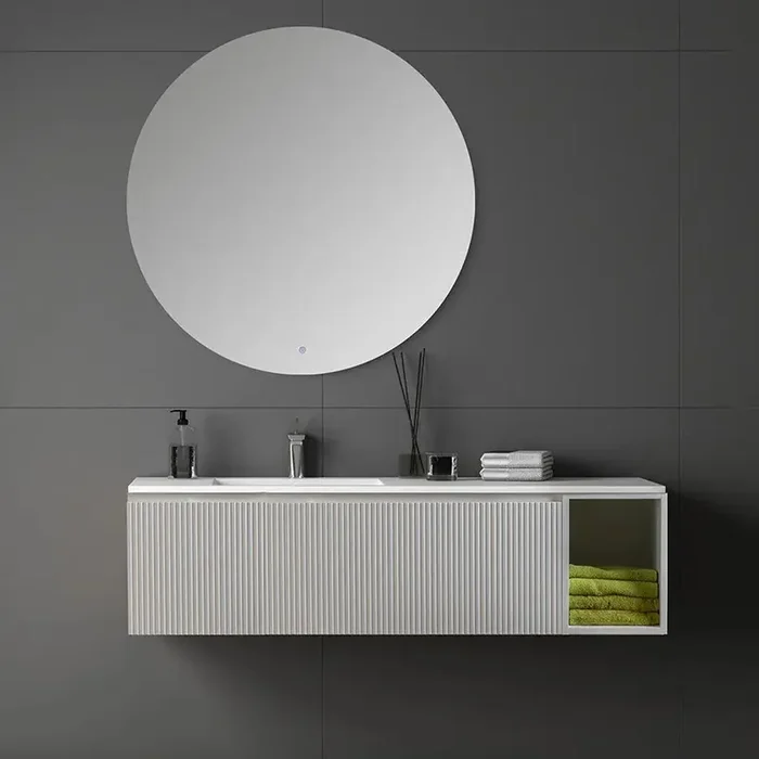 Waschtisch 150 x 41cm Diva rigato, laccato Bianco Waschtisch und Spiegel im Set