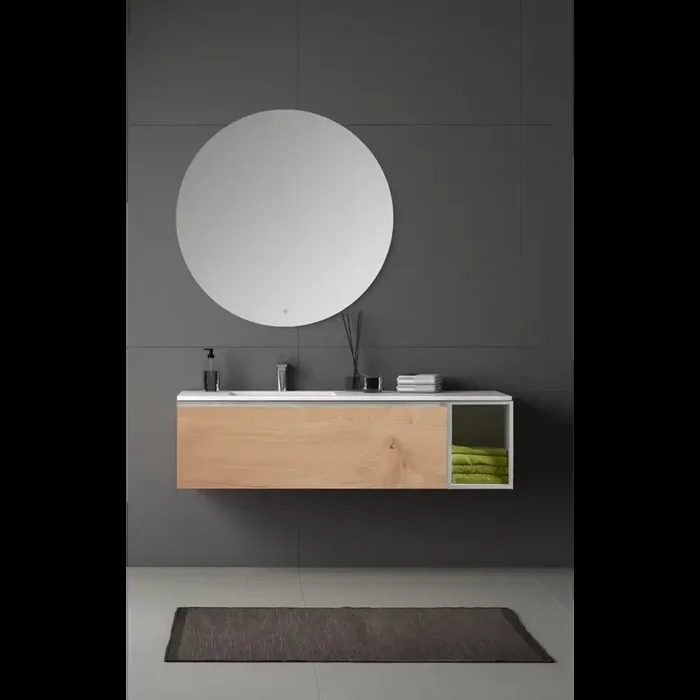 Waschtisch Diva 150 x 41cm Legno Comp.150 Rovere Waschtisch und Spiegel im Set