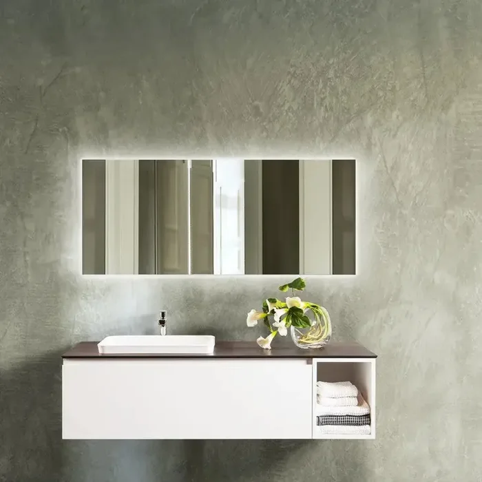 Waschtisch Diva 150 x 41cm Legno liscio Comp.2 Waschtisch und Spiegel im Set