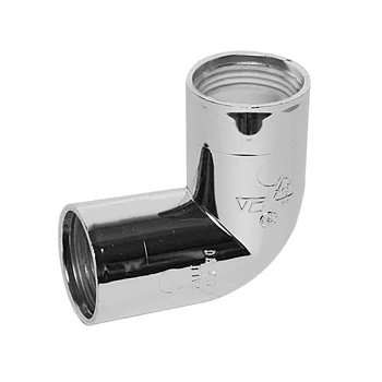 Winkel 40 mm x 90° 2 Steckdosen Chrom Faluplast verchromt