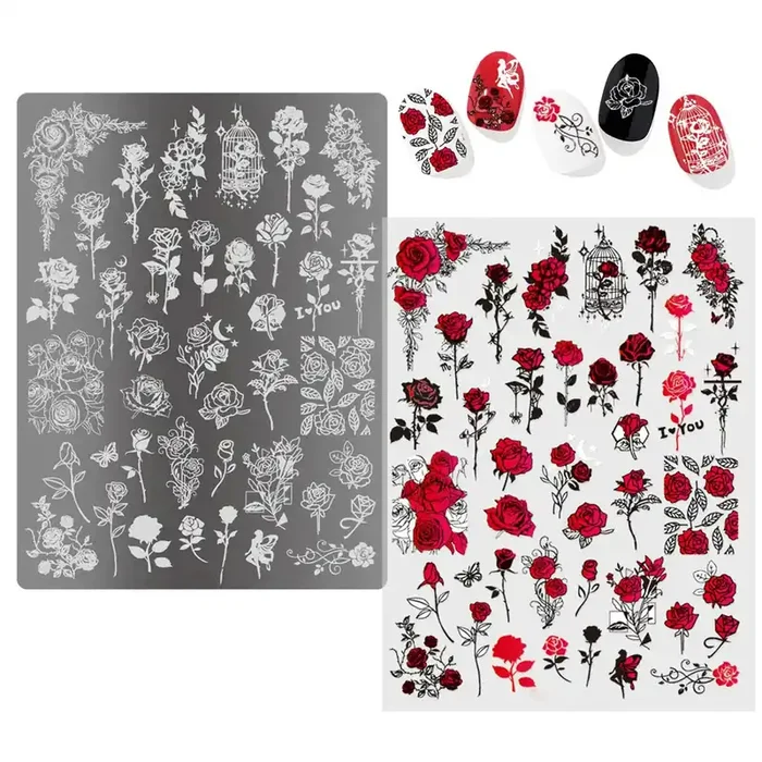 XL Stamping Schablone Rosen