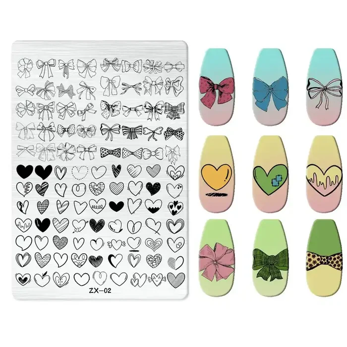 XXL Stamping Schablone Schleifen & Herzen